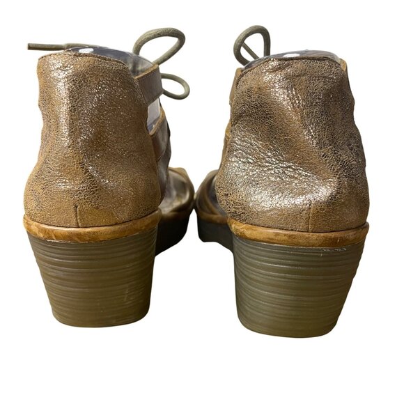 Fly London Yafi Lace Up Leather Wedge Sandals Brown Tan Sz 41 (EU) - Picture 4 of 9